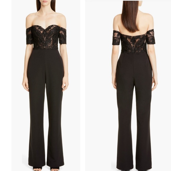 BADGLEY MISCHKA Collection Off-the-Shoulder Lace Corset Jumpsuit Jumper Size 4 - Picture 3 of 15